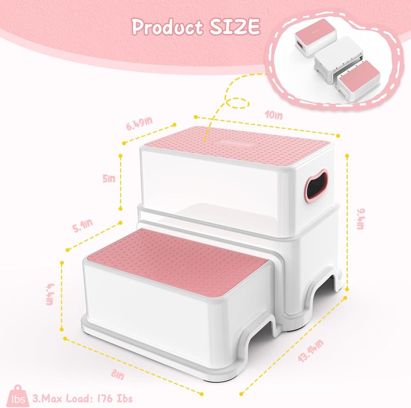 Victostar 2 Step Stool for Kids - Pink - Image 2